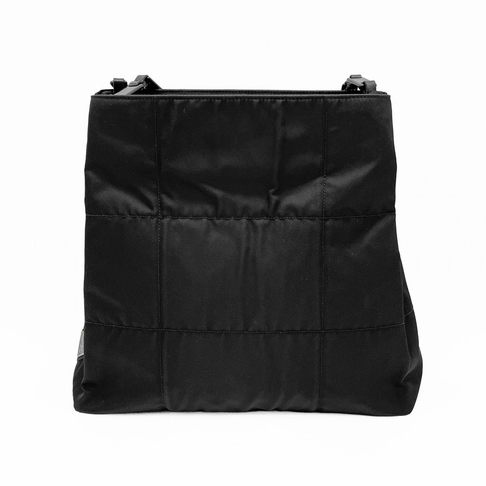 PRADA Triangle Logo Chain Shoulder Bag Handbag Nylon Plastic Black Women's